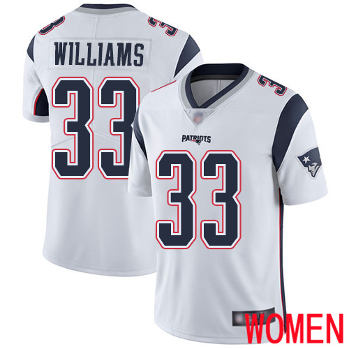 New England Patriots Football #33 Vapor Limited White Women Joejuan Williams Road NFL Jersey->women nfl jersey->Women Jersey